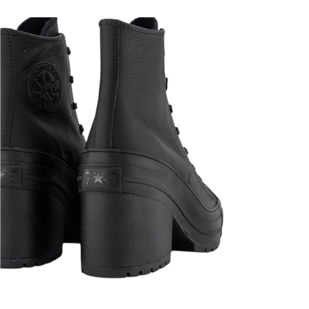 Converse Chuck 70 De Luxe Heel Leather Black Monochrome Sneaker Boot size 10 - Picture 5 of 13